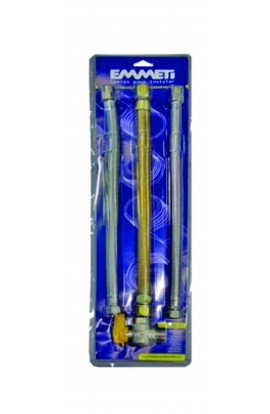 Kit Ligação 40cm Água MF 3/4xGás MF1/2" com Registro Angular