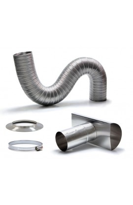 Kit Chaminé Em Alumínio Com Duto Flexível Corrugado Barra De 3,0M X Ø126Mm 